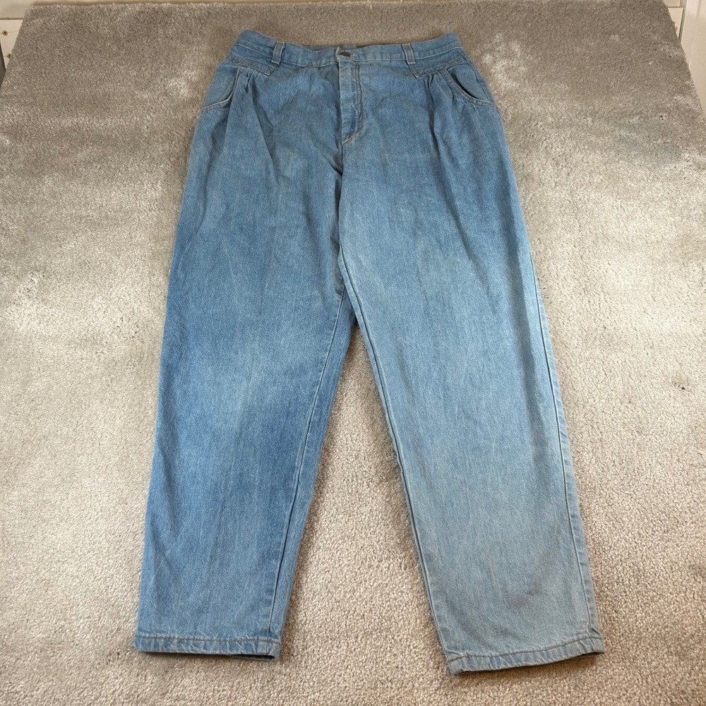 Vintage 70s Levi's 573 Women's High Waisted Pleated Denim Jeans Wide Leg Size 18